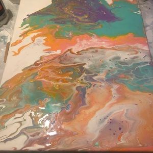 Abstract Pour Painting on canvas.